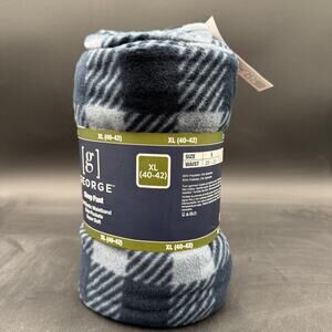 George Sleep Pant Mens XL (40-42) Blue Plaid Pockets Poly/Spendex Flanel